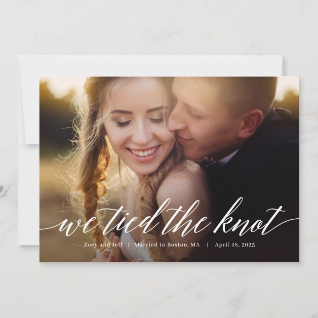 Modern Script Editable Color Wedding Announcement (Front)