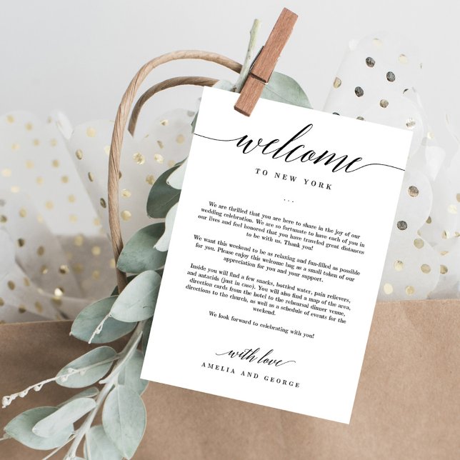 Modern Script EDITABLE COLOR Welcome Itinerary Thank You Card (Creator Uploaded)