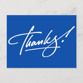 Modern Script Electric Blue Thank You Card by Richard__Stone at Zazzle