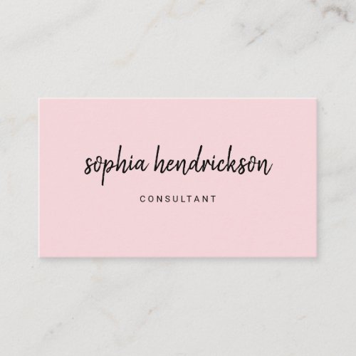 Modern Script  Elegant and Professional Pale Pink Business Card