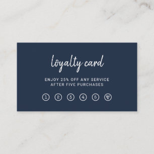 Modern Script   Elegant and Simple Navy Blue Loyalty Card