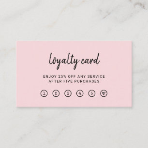 Modern Script   Elegant and Simple Pale Pink Loyalty Card