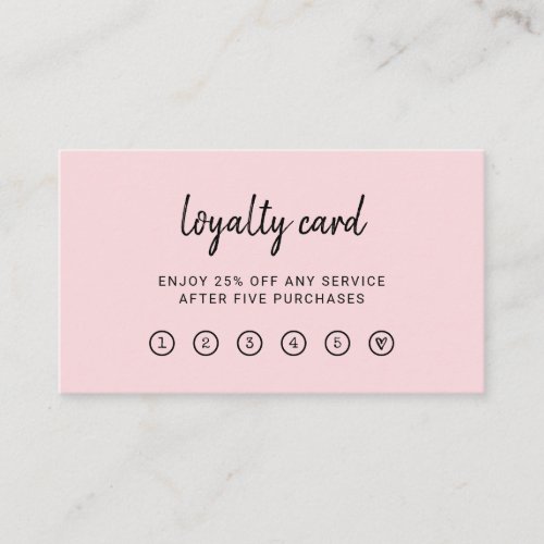 Modern Script  Elegant and Simple Pale Pink Loyalty Card