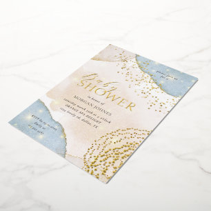 Modern Script Elegant Baby Shower Foil Invitation