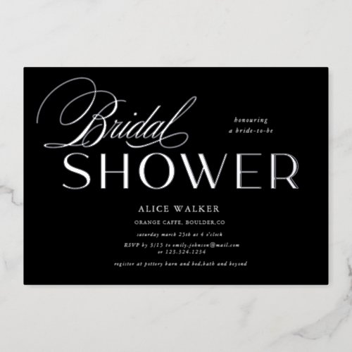 modern script elegant bridal shower foil invitatio foil invitation