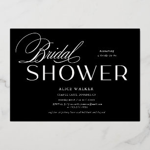 modern script elegant bridal shower foil invitatio invitation