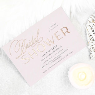 modern script elegant bridal shower foil invitatio invitation