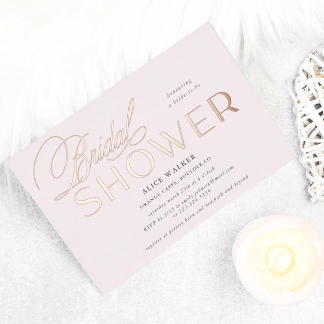 modern script elegant bridal shower foil invitatio invitation (Creator Uploaded)