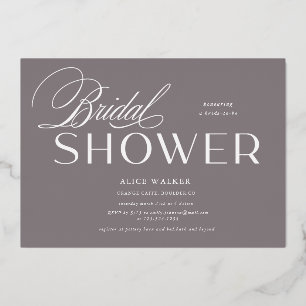 modern script elegant bridal shower foil invitation