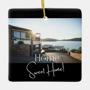 Modern Script Elegant New Sweet Family Home Photo Ceramic Ornament