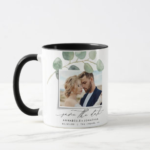 Modern script elegant vintage photo eucalyptus inv mug