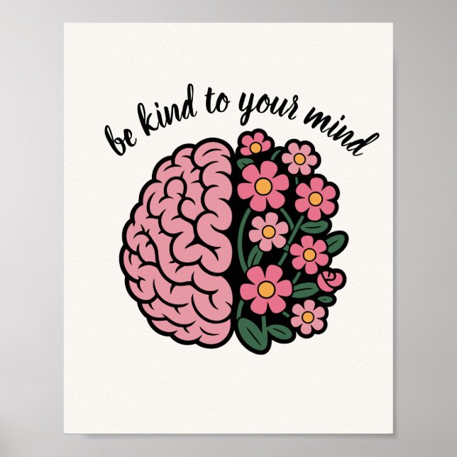 Modern Script	Elegant Wall Art Poster | be kind  (Front)