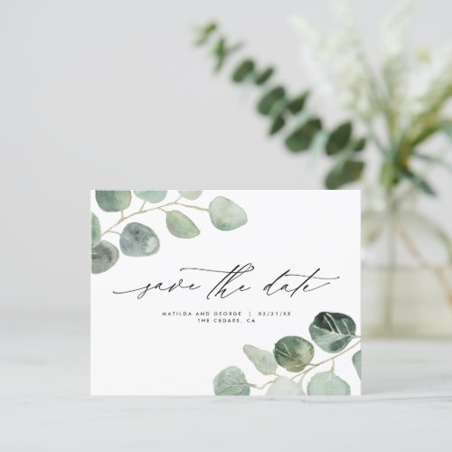 Modern script elegant wedding announcement postcard