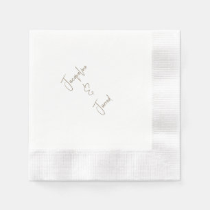 Modern Script Elegant Wedding Coined Cocktail Napkins