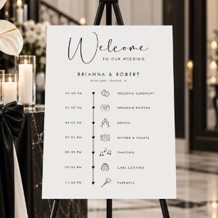 Modern Script Elegant Wedding Day Timeline Welcome Foam Board