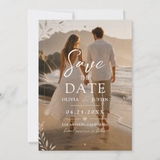 Modern Script Elegant Wedding Photo Save The Date Invitation