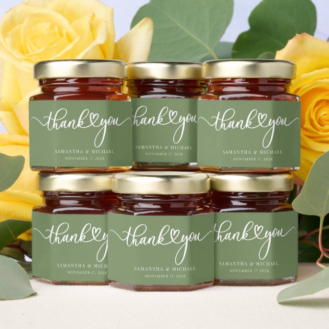 Modern Script Elegant Wedding Thank You Honey Jar Favors (Insitu)