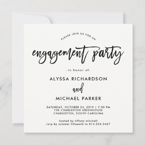Modern Script  Engagement Party Invitation