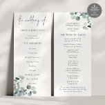 Modern Script Eucalyptus Wedding Program<br><div class="desc">Modern Script Watercolor Eucalyptus Wedding Program. Available digitally and printed. The main header is in a stylish set script and the rest of the text you can easily personalize. You can change the text and background colors if you wish to match your wedding color theme via the Edit Further option...</div>