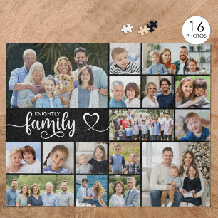 Modern Script FAMILY 16 Photo Collage Your Color Jigsaw Puzzle