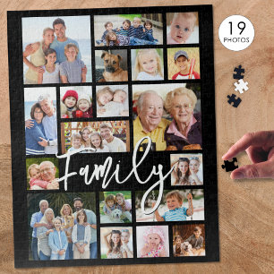 Modern Script FAMILY 19 Photo Collage Custom Color Jigsaw Puzzle