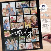 Modern Script FAMILY 19 Photo Collage Custom Color Jigsaw Puzzle