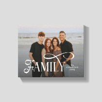 Modern Script Family Custom Photo Name  Canvas Print