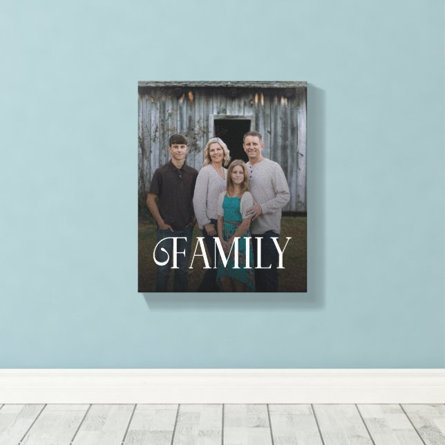 Modern Script Family Custom Photo Name  Canvas Print (Insitu(Wood Floor))