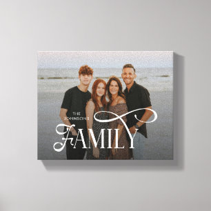 Modern Script Family Custom Photo Name Canvas Print