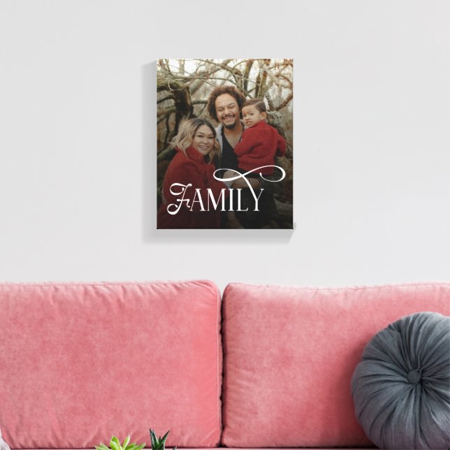 Modern Script Family Custom Photo Name  Canvas Print (Insitu(LivingRoom))