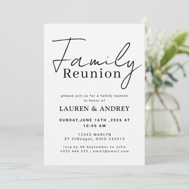 Modern Script Family Gathering Party Invitation (Standing Front)