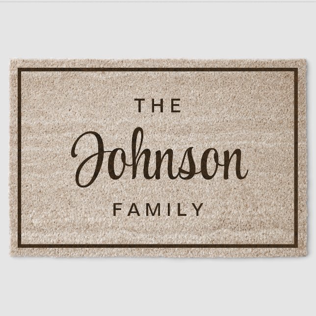 Modern Script Family Name  Fiber Doormat (Front)
