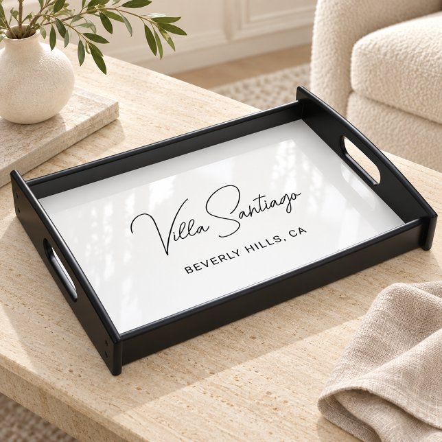 Modern Script Family Name Monogram Housewarming Serving Tray (Creator Uploaded)