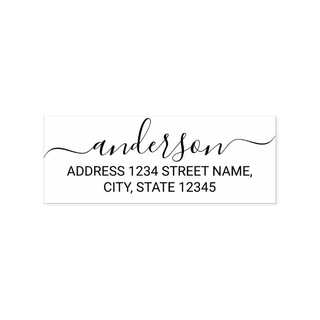 Modern Script Family Name Return Address Rubber Stamp (Imprint)