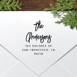 Modern Script Family Name Return Address  Self-inking Stamp<br><div class="desc">This self-inking return address stamp features a modern calligraphy script and fun typography. A beautiful and time saving item for anyone (wedding invitations,  holiday cards,  party invites,  bills,  etc). This stamp also makes a wonderful newlywed or housewarming gift.</div>