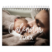 Modern script family photo 2025 calendar