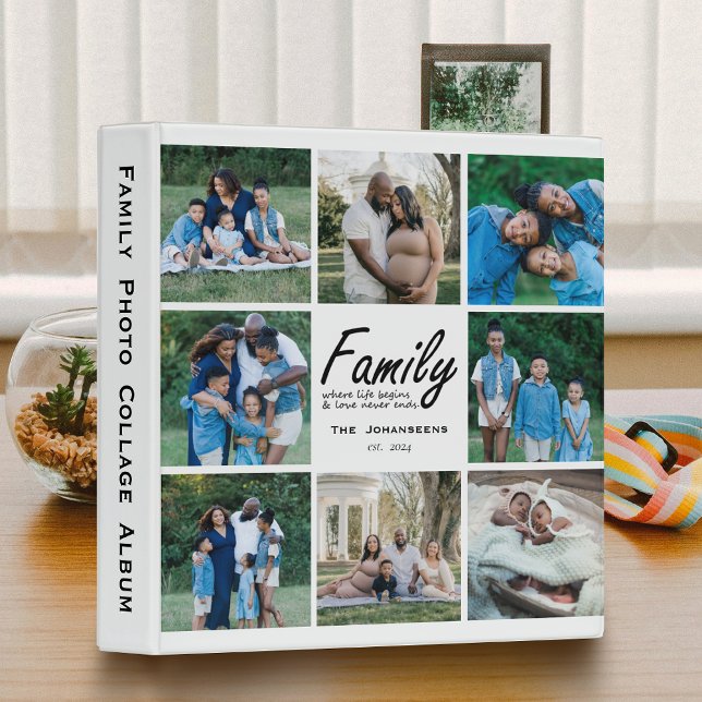 Modern Script Family Photo Collage Album Scrapbook 3 Ring Binder (Creator Uploaded)