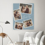 Modern Script Family Photo Collage Faux Canvas Print<br><div class="desc">Modern Script Family 4 Photo Collage Faux Canvas Print. Click the edit/personalize button to customize this design with your photos and color preferences.</div>