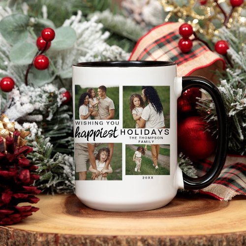 Modern Script Family Photo Custom Christmas 2023 Coffee Mug