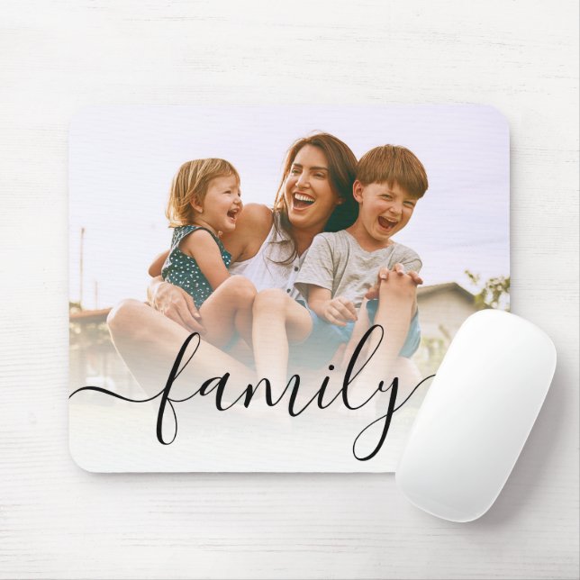 Modern Script Family Photo Custom Mouse Pad (With Mouse)