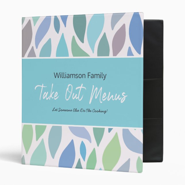 Modern Script Family Take Out Menu 3 Ring Binder (Front/Inside)