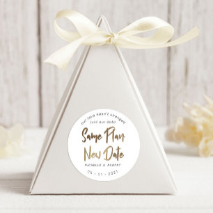 Modern Script Faux Gold Change The Date Classic Round Sticker