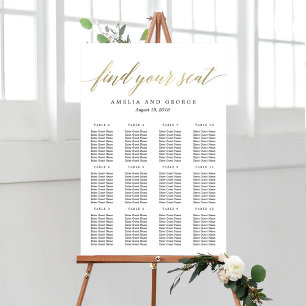 Modern Script Faux Gold Seating Chart Faux Canvas Print