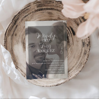 Modern Script Faux Velum Transparent Photo Wedding Invitation