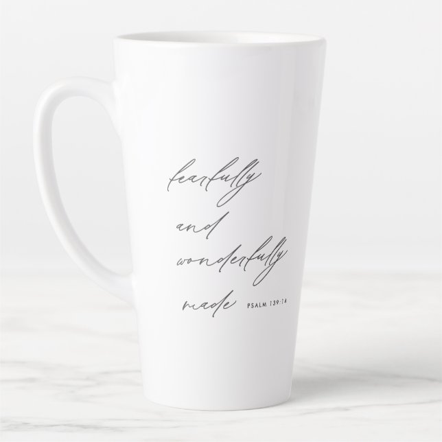 Modern Script Fearfully & Wonderfully Made Coffee  Latte Mug (Left)