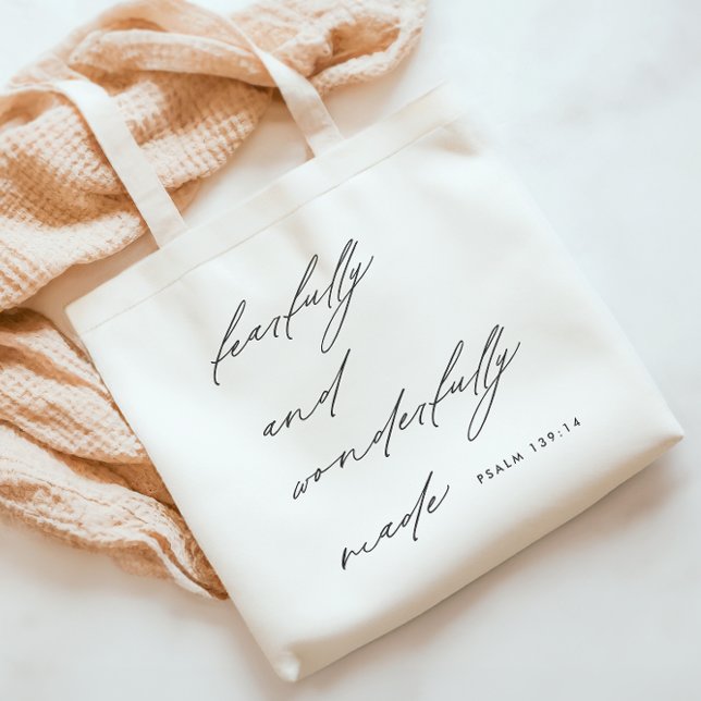 Modern Script Fearfully & Wonderfully Made Tote Bag (Creator Uploaded)