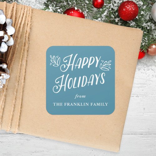 Modern Script Festive Happy Holidays Custom Square Sticker