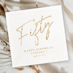 Modern Script Fifty 50th Birthday  Foil Napkins<br><div class="desc">Modern Script Fifty 50th Birthday Foil Napkins. Click the personalize button to customize this design with your text.</div>