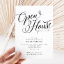 Modern Script Flourish, Black-Open House Party Invitation