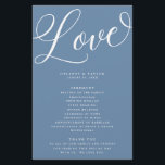 Modern Script Flourish, Dusty Blue Paper Program<br><div class="desc">You will love the weight of this paper for your program. It is much heavier than copy paper and is perfect for your disposable programs. This trendy design features eye catching white script with flourishes. Use the template to fill in your information. The "Customize further" feature can be used to...</div>